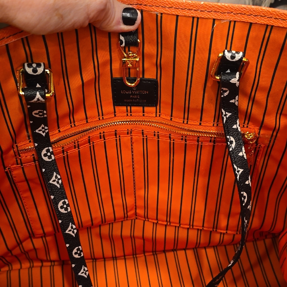 Louis Vuitton Vibrant Orange and Black Tote... Like New!